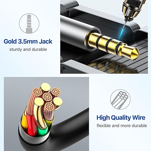 Miniatura 6 de Auriculares con cable con micrófono, auriculares intrauditivos con cable con sonido estéreo, auriculares con cable de aislamiento de ruido con