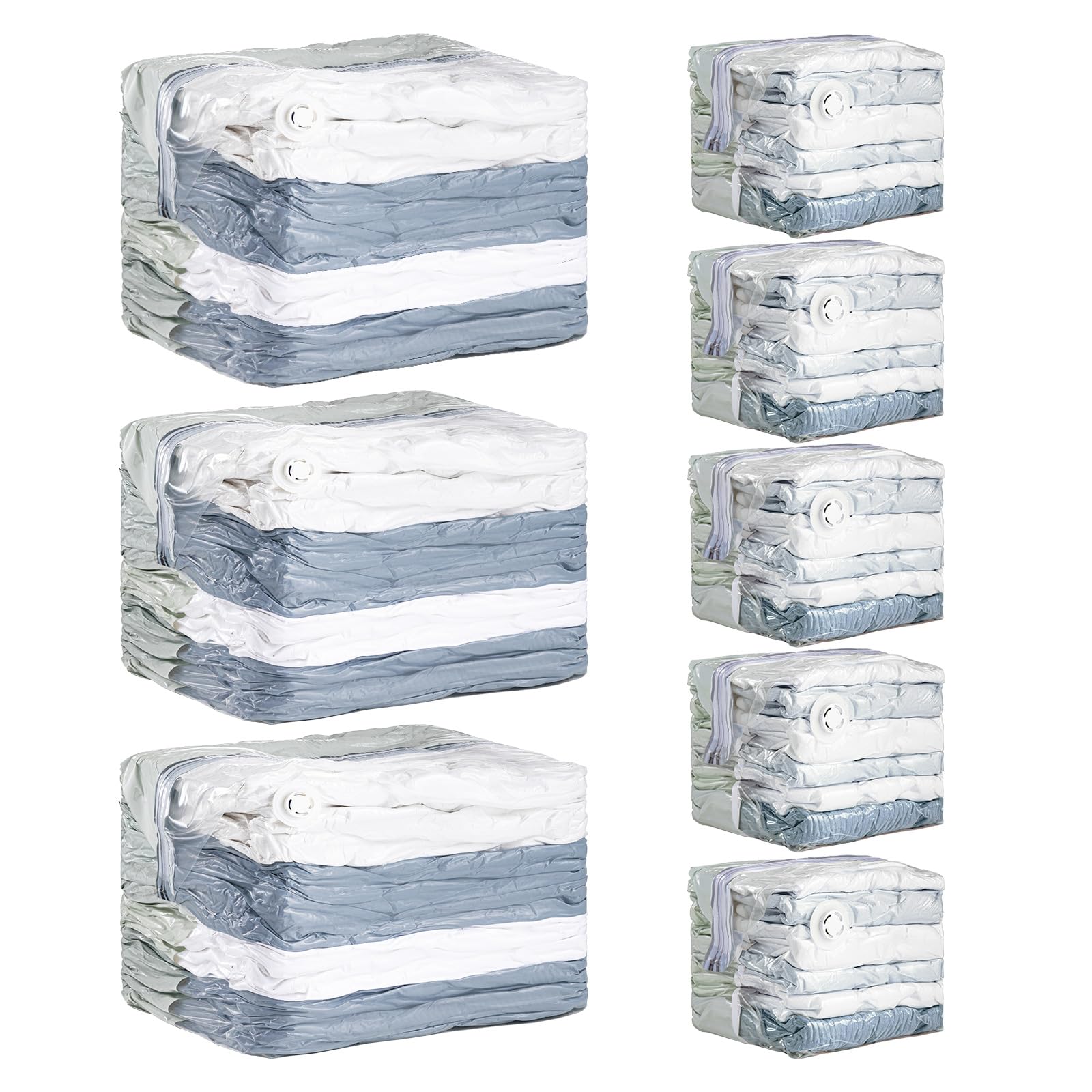 TAILI Vakuumbeutel für Kleidung Groß Würfel, 8 Kombi Vakuumbeutel für Bettdecken Vacuum Bags for Clothing Vakuumierbeutel Kleidung für Bettwäsche Kissen Zuhause Reise