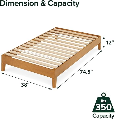 Miniatura 60 de Cama plataforma de madera sólida de lujo Zinus 12 pulgadas con cabecero de cama/no necesita resortes/soporte de madera con listón/acabado expreso