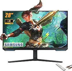 Samsung Monitor de jogos Odyssey Série G7 28 polegadas UHD (3840 x 2160) | Alto-falantes embutidos | HDR 400 144Hz 1ms | G-Sync e FreeSync Premium Pro Compatível | Wi-Fi 5 | Smart TV | Inclui controle