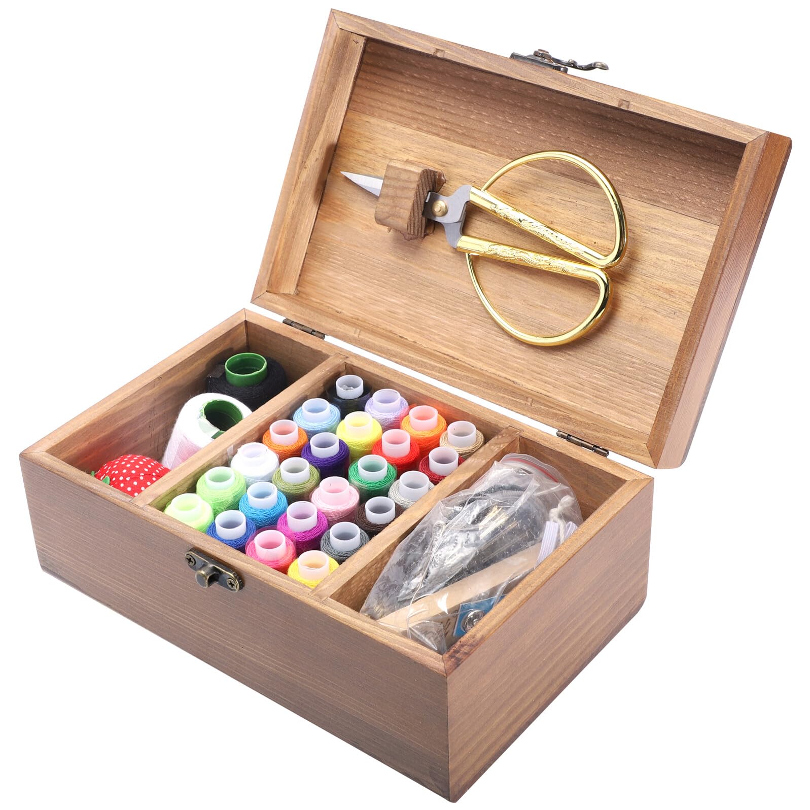 NOLITOY Estuche de Costura en Caja de Almacenamiento de Agujas, Kit de Costura Hogar, Estilo Retro, Gran Capacidad, DIY de Madera