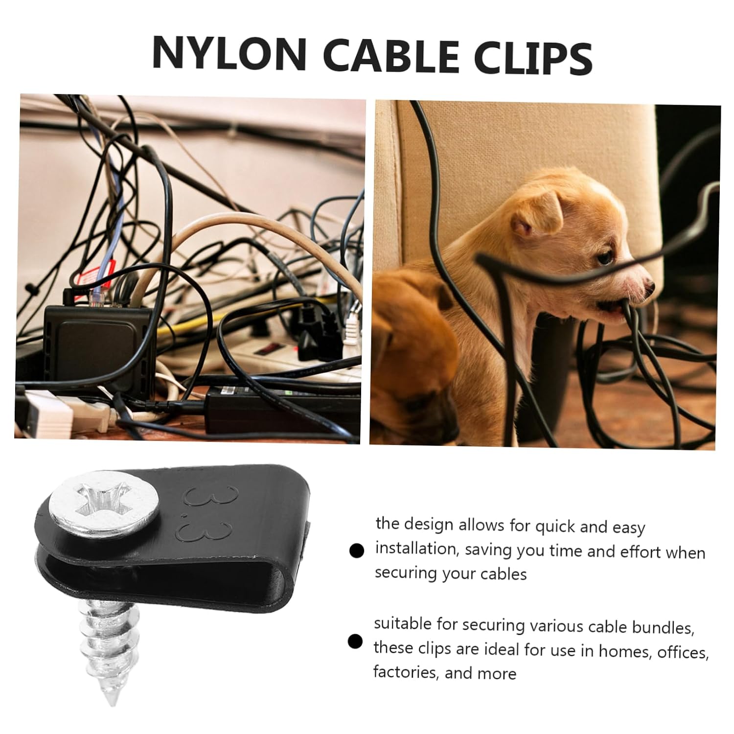 100pcs Electrical Wire Clamps Cable Wire Screw Clips Nylon Cable Clamps Fastener Clips for Home Office Industrial