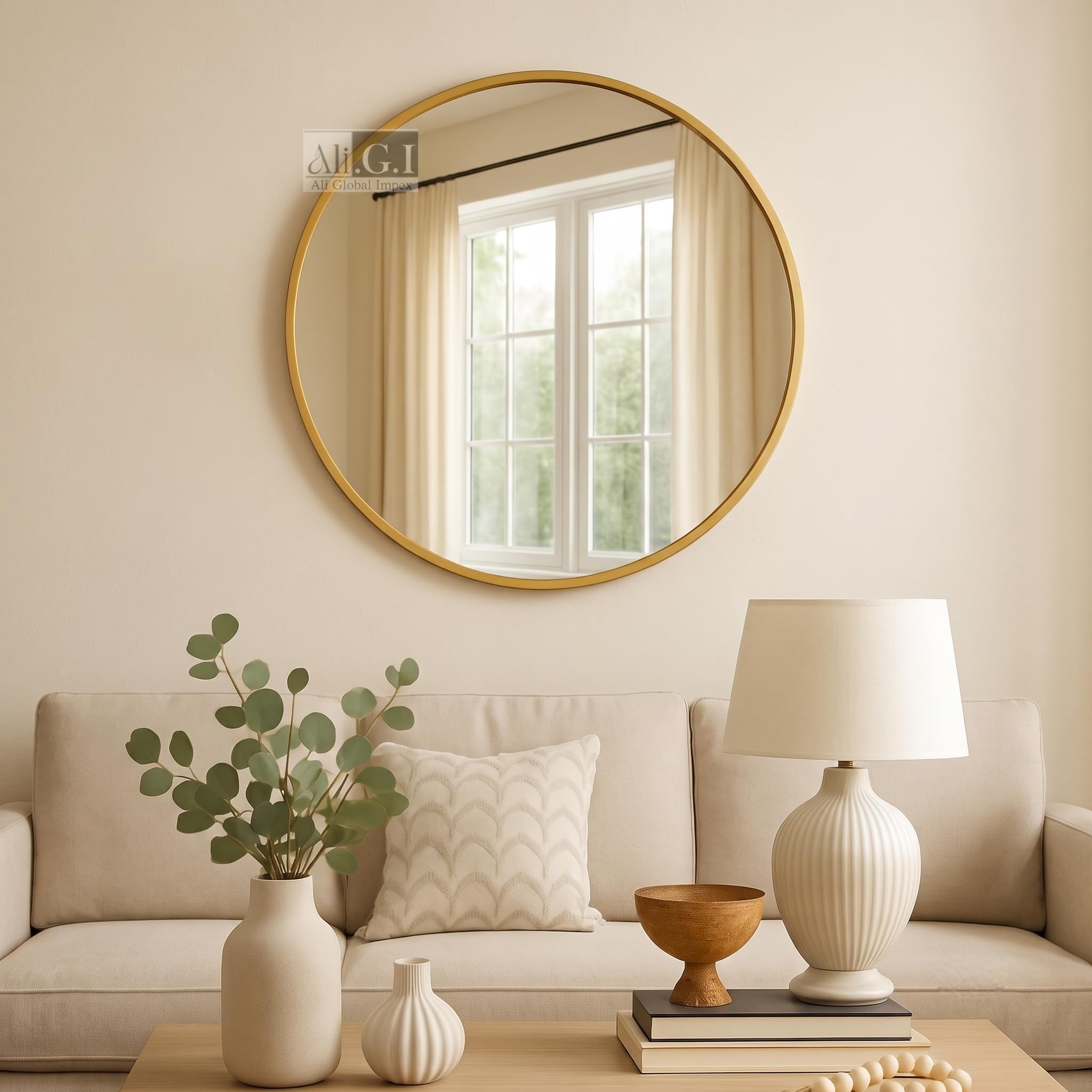 Vanity Mirror 30 Inch Stylish Modern Round Wall Mirror for Bathroom, Modern Gold Metal Frame Wall-Mounted Mirror, Home Decor Mirrors for Living Rooms,Entryways (Gold,30inches, Framed)