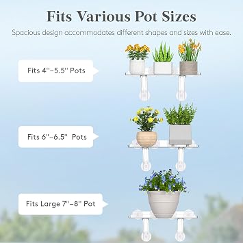 Lifewit 6 Extra Wide & Strong Window Plant Shelves with Suction Cup 3 Pack