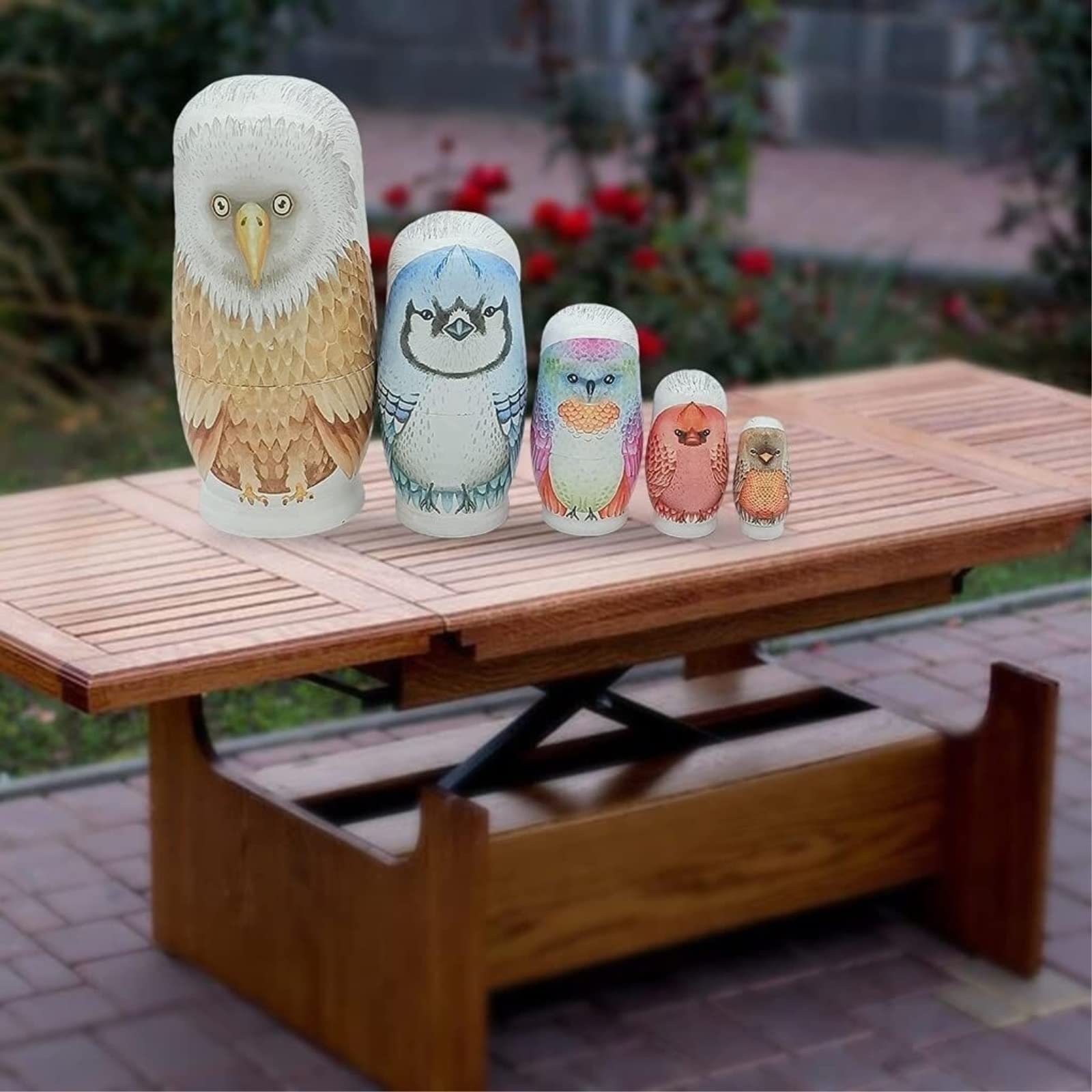 Matrioszka 5 SZTUK Matryoshka Cartoon Sowa Malowanie Drewniane Rosyjski Gniazdowania Lalki Układania Zabawki Zabawki Układania