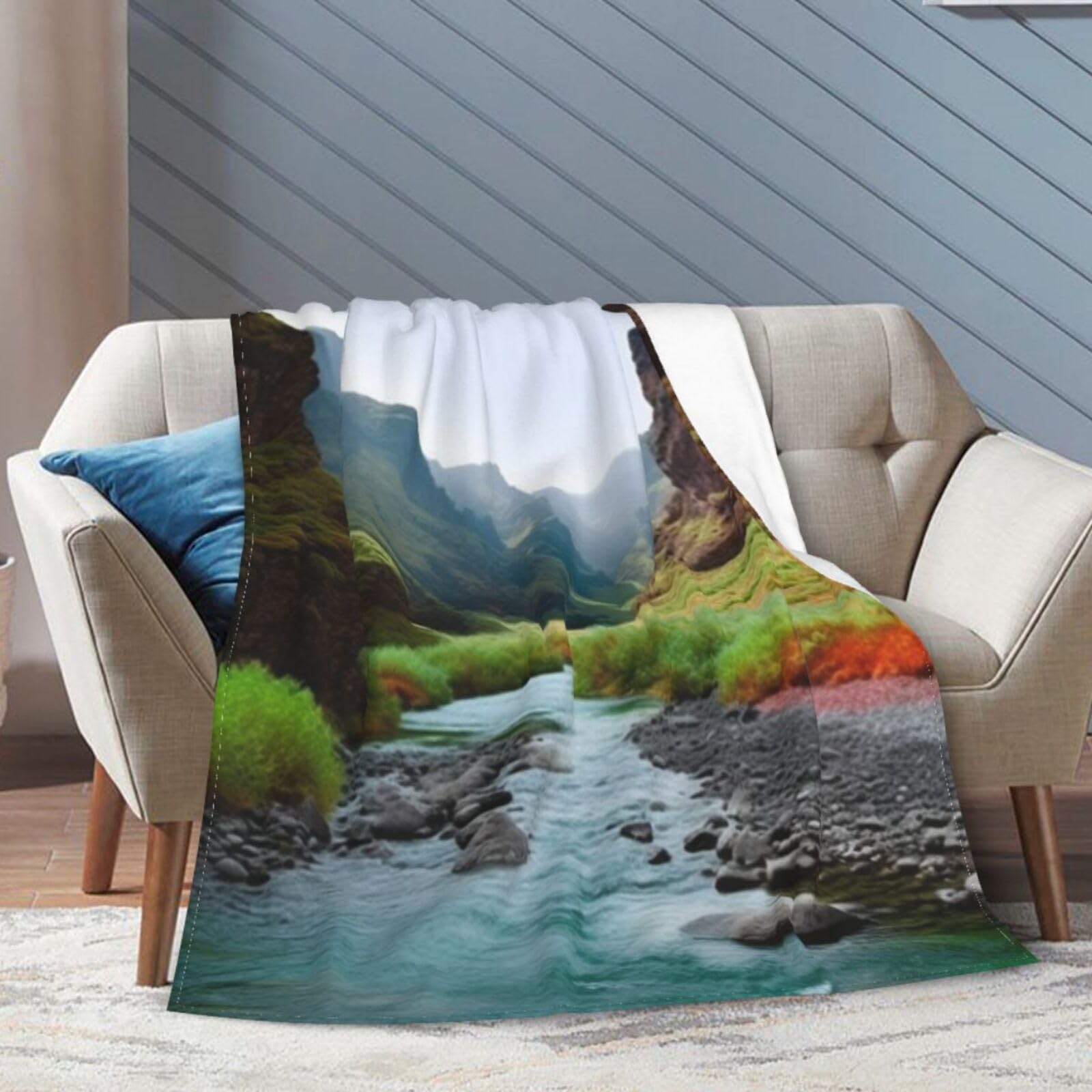 Couverture pelucheuse douceur infinie style rivières pour créer un nid de tendresse