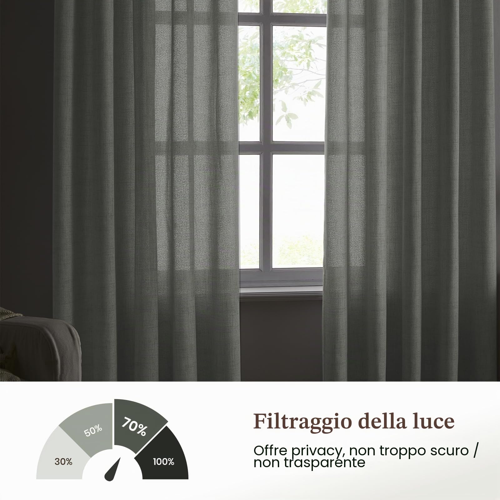 Melodieux Voile Tende per Interni per Camera da Letto Soggiorno sara Naturale, 140 x 260 cm