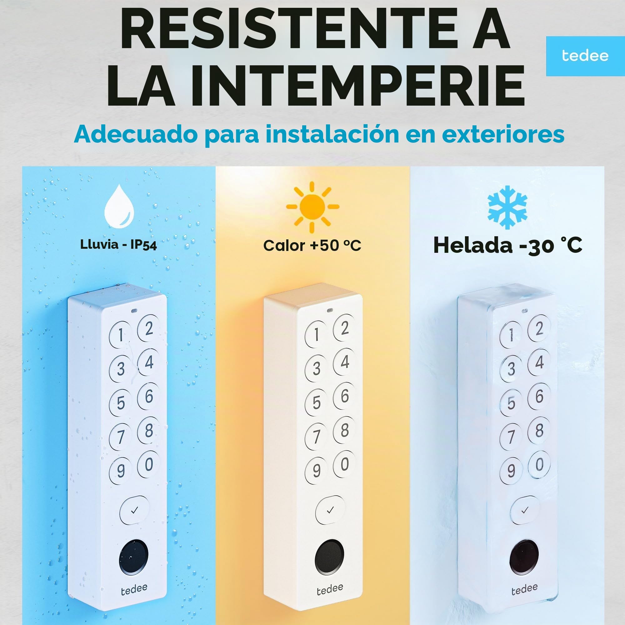 tedee Keypad PRO, Abre la Puerta con la Huella Digital o con un código de Forma rápida y cómoda, hasta 100 PIN y 100 huellas dactilares, Accesorio tedee Smart Lock, Bluetooth (Blanco)