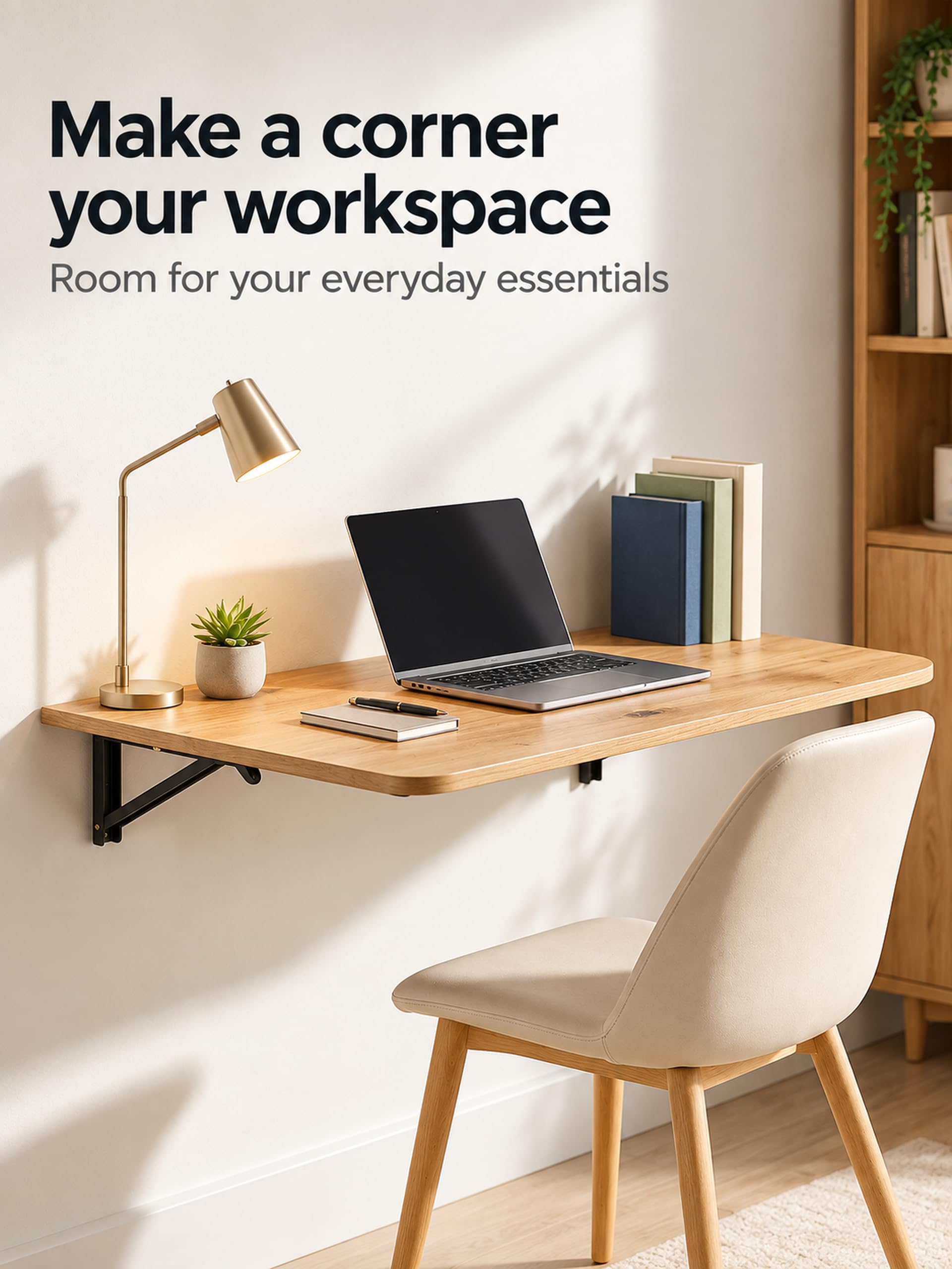Hitsuki Table Murale Rabattable Bureau Pliable Table Pliante Chêne Noir