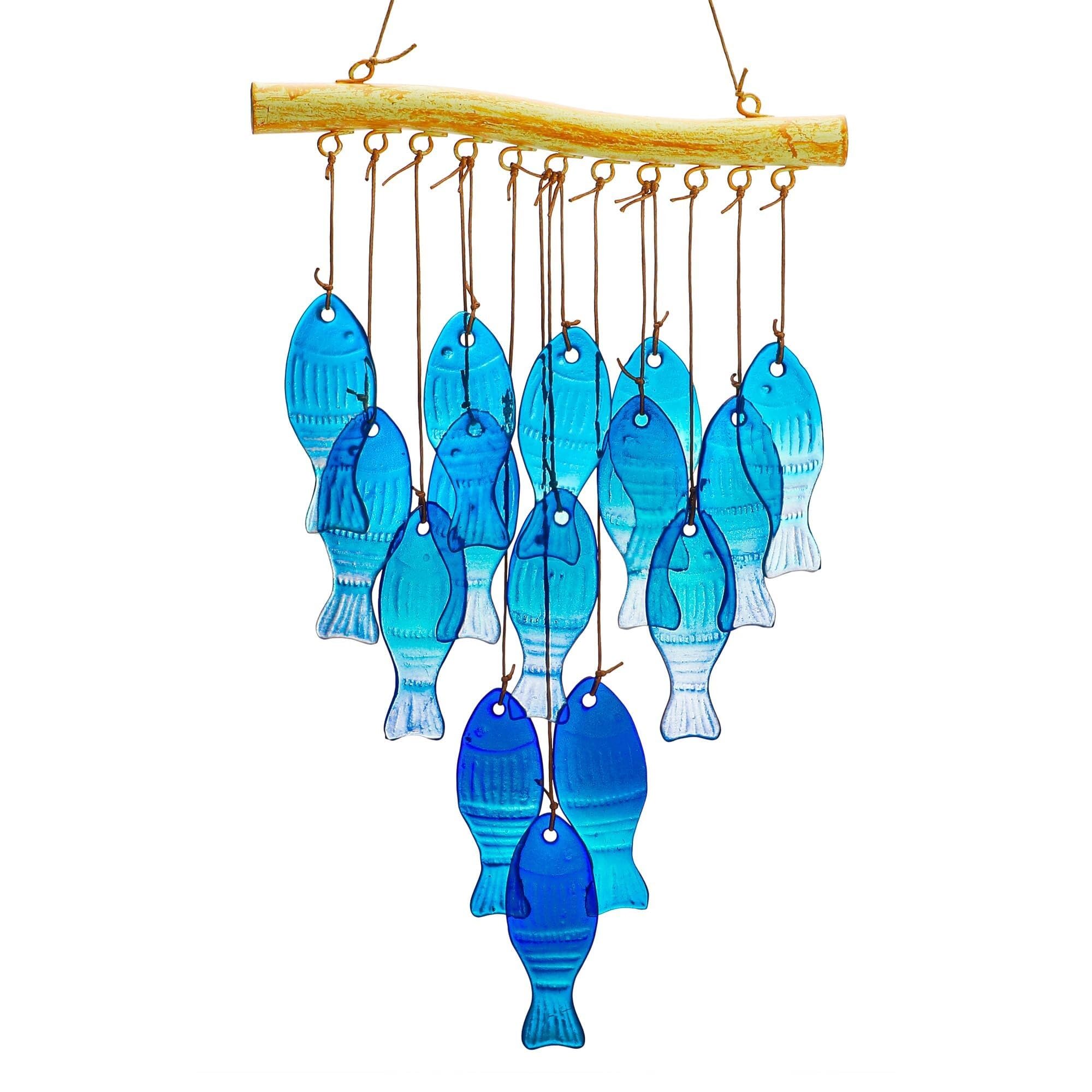 Wind Chime Blue Glass Sea WindChimes Handcrafted Fish Wind Chimes For Outside Beach Party And Wedding Decor Windchime