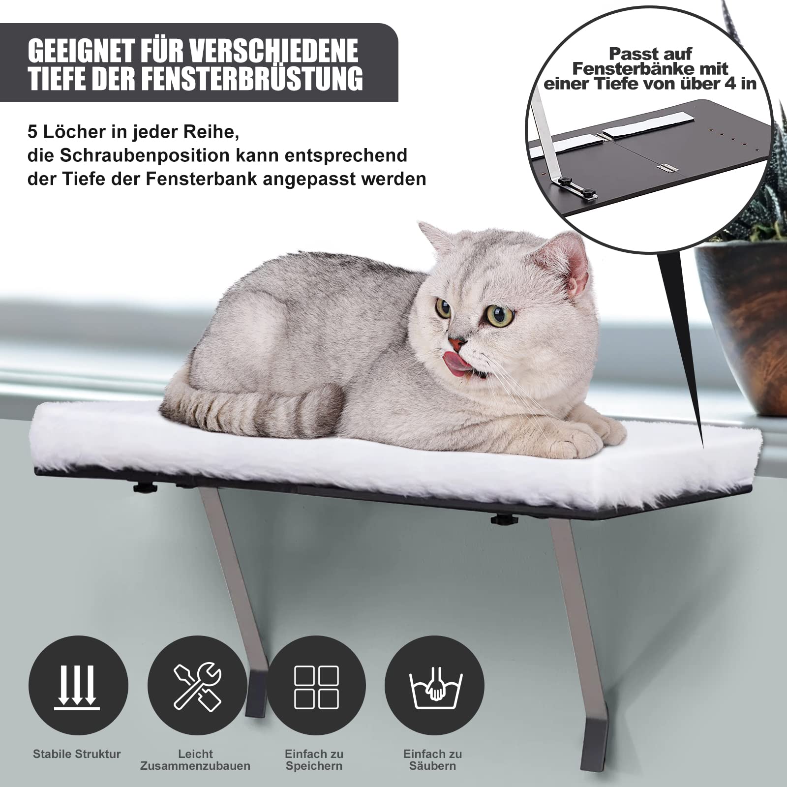 Amaca Per Gatti A Forma Di L ROMISBABA - Lavabile, Traspirante, Per Finestra O Mobili - Foto 2