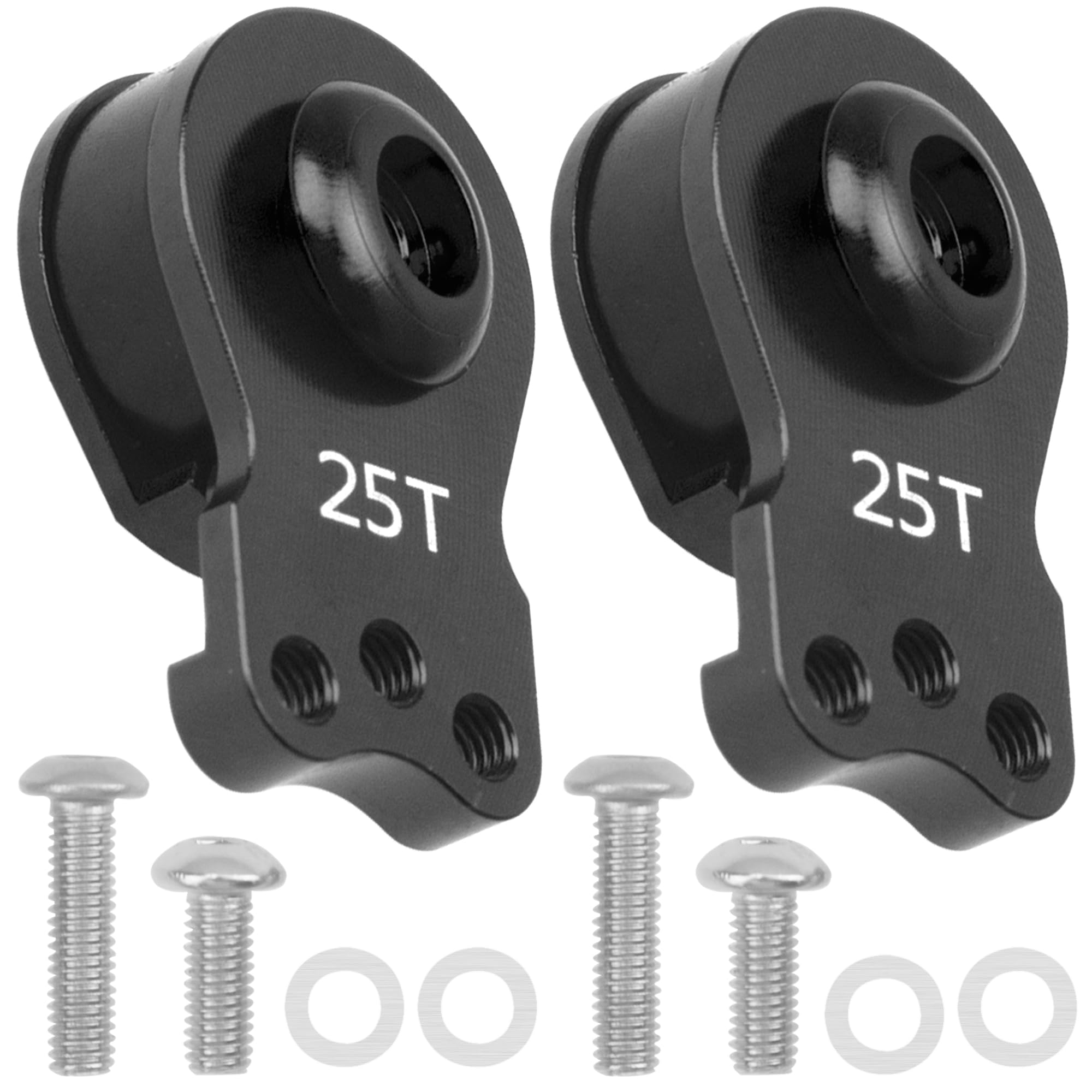 2Pcs Vgoohobby Aluminum RC 25T Servo Saver Adjustable Hi-Torque Servo Saver Compatible with Futaba Tamiya Servos 1/10 Traxxas TRX4 TRX6 SCX10 Capra RC Car (Black)