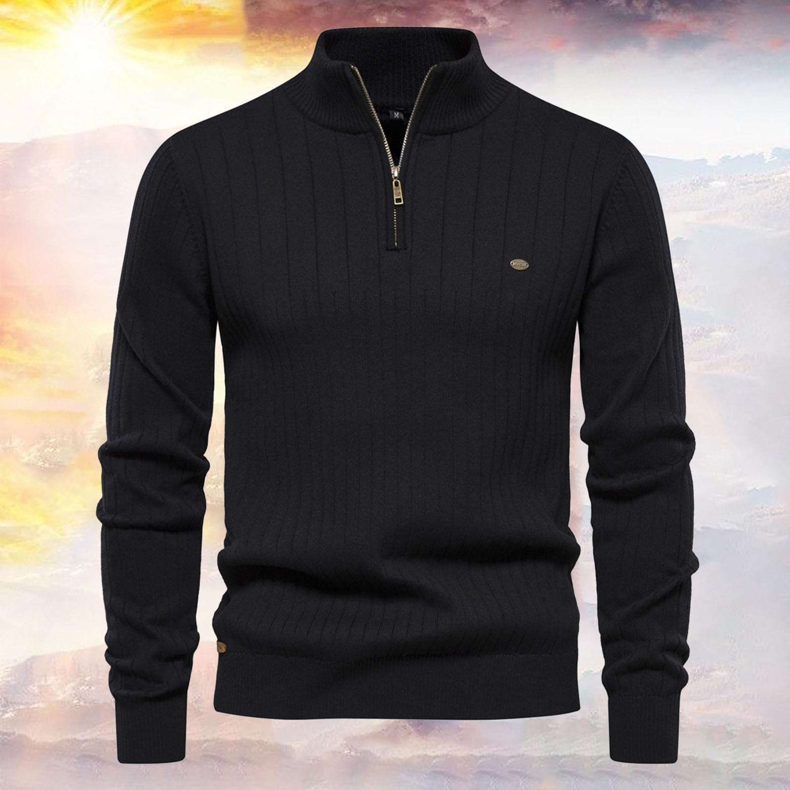 Maglione Collo Alto Felpa con Zip a Un Quarto Striscia Pullover Foderato in Pile Giacca in Maglia Maglione Maniche Lunghe Sweater Maglione da Uomo in Maglia Maglioncino Uomo Firmato Knitted Pullover