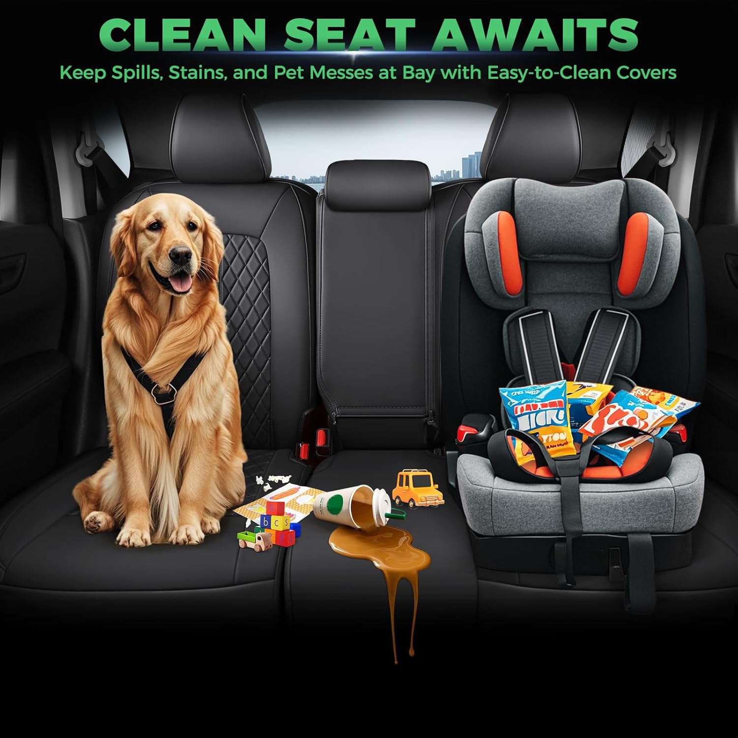 for Honda HRV Seat Covers 2023 2024 2025 2026 Sport LX, Custom Fit Car Seat Cover Full Set, Waterproof Leather HR-V Seat Protectors, SUV Cushions Accessories, Black, NOT Fit for EX-L