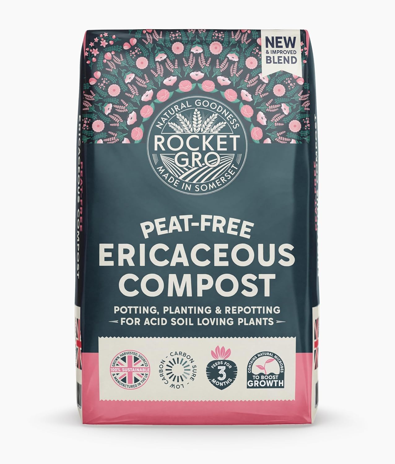RocketGro - Ericaceous Compost Peat-Free - 20L - Save 25% - Natural & Bio-active N:P:K Rich - Suitable for acid soil loving plants - Feeds for 3 Months