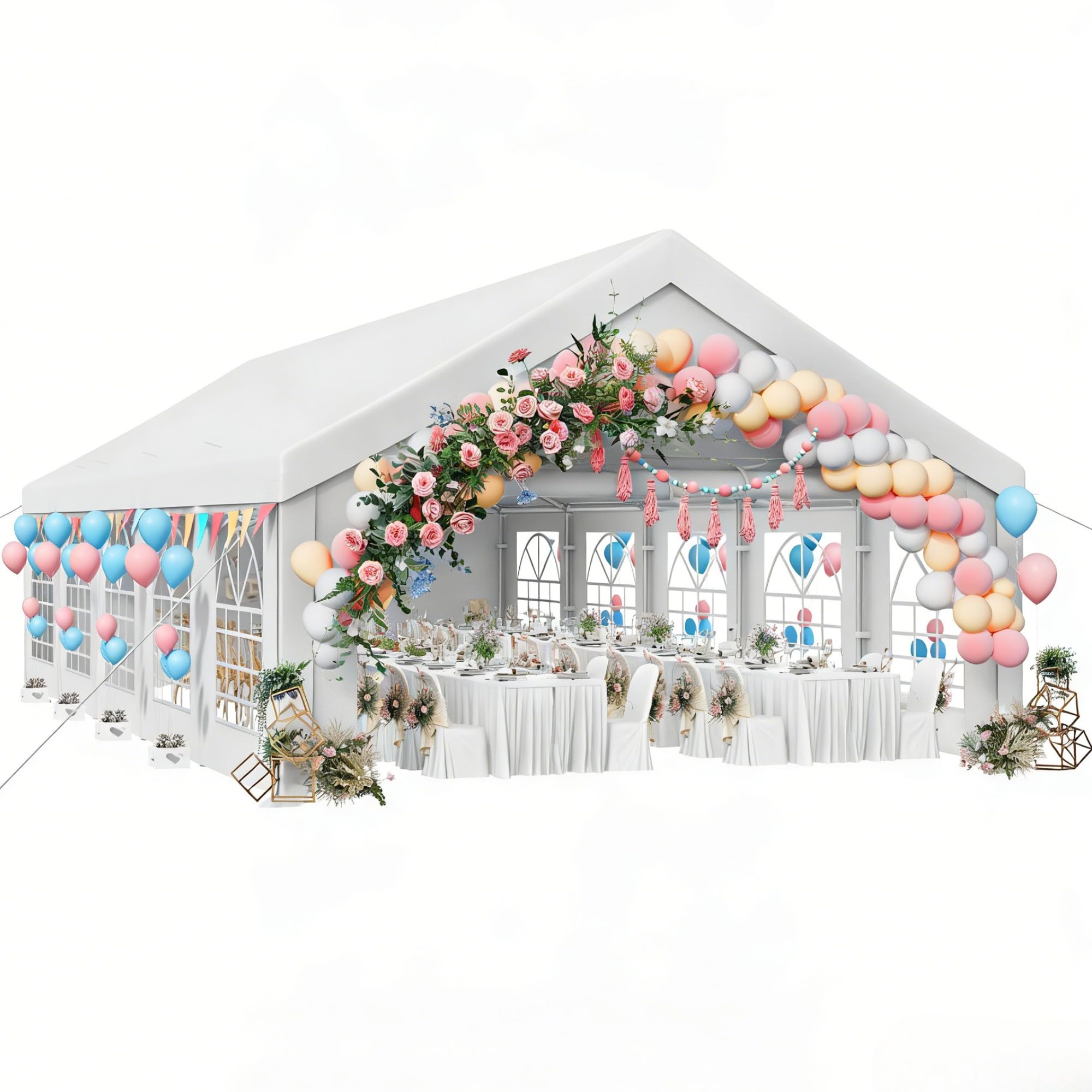 Photo 1 of ***MISSING PARTS SELLING AS IS *** YITAHOME 20x33FT Heavy Duty Party Tent Outdoor Wedding Event Shelters Upgraded Galvanized Canopy with Large White Roof, Removable PVC Sidewalls & 3 Storage Bags carpa para Fiestas