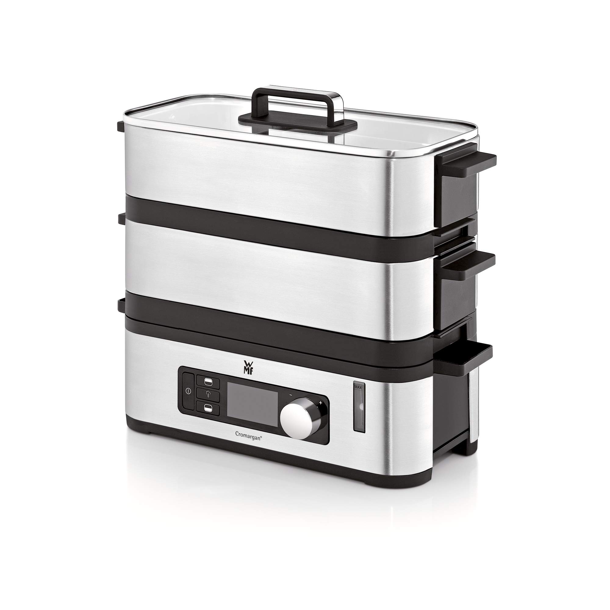 WMF 415090011 Vitalis E Cuit-vapeur, Noir/Argenté, Acier, 28L x 14l x 27,5H
