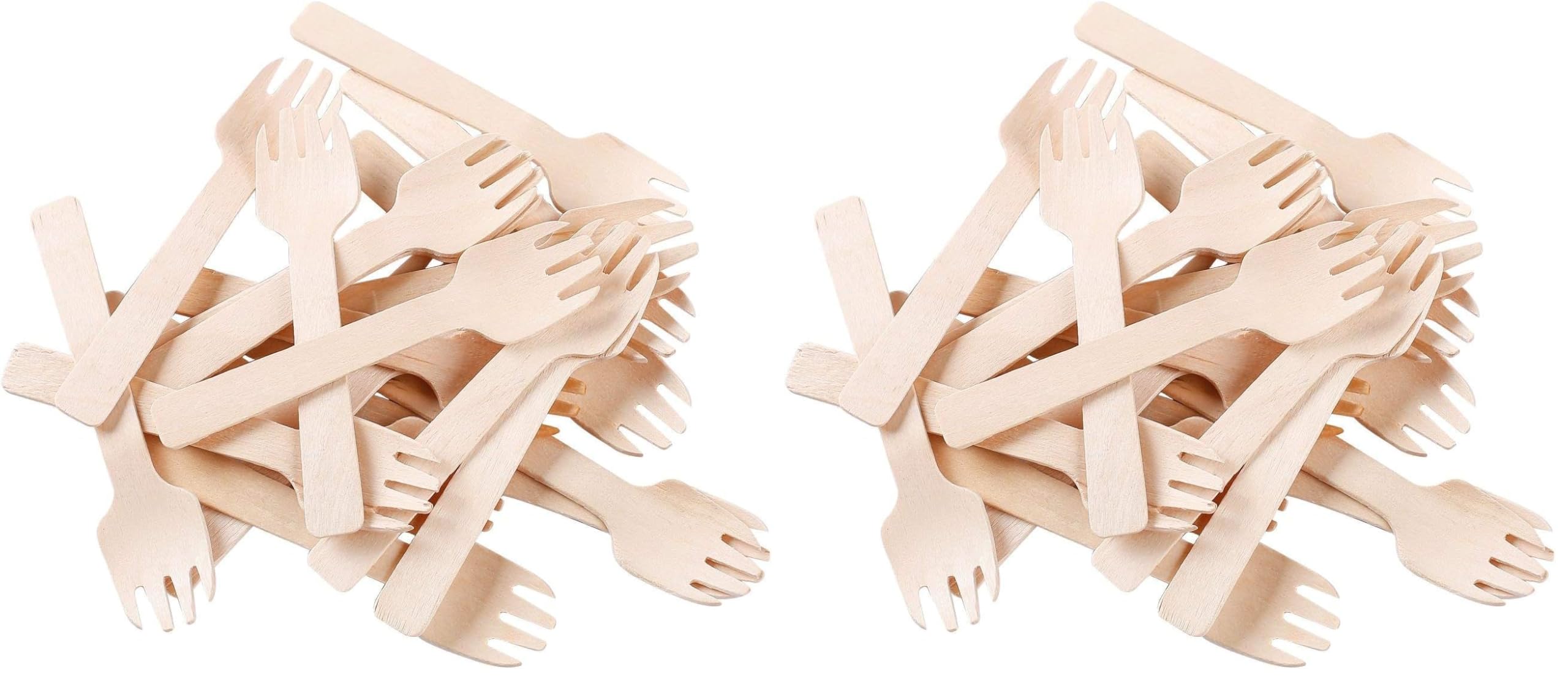 Gmark 4" Mini Wooden Spork 100 ct, Biodegradable Compostable Birchwood Fork Spoon 2-in-1 Utensil (100pcs/bag) GM1058A (Pack of 2)