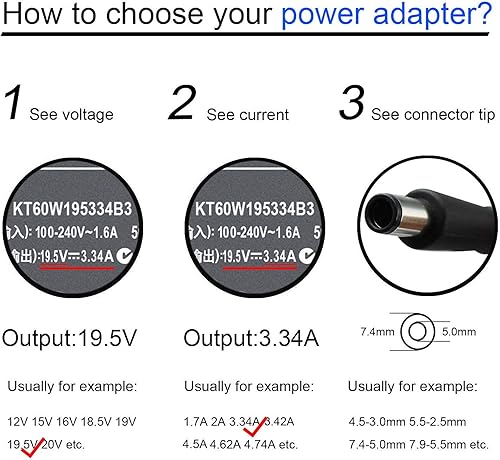 Miniatura 5 de Cargador adaptador de CA de 19.5V 3.34A para Dell Chromebook 11 3180 3189 3120 Inspiron 15 3520 3521 3531 3541 3542 3543 3537 3458 15R 5520 5521