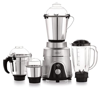 Cookwell Commercial Mixer Grinder 1200 W For Cafes, Restaurants, Heavy Homes, Hotels, Canteens (4 Jar) , Silver
