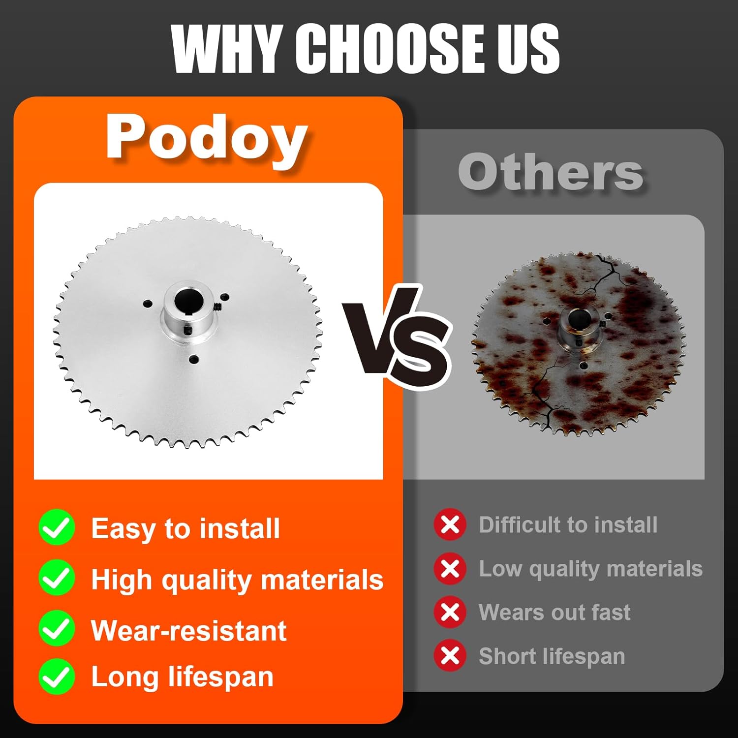 60 Tooth Go Kart Live Axle Sprocket for 40 41 420 Chain with 1" Bore 1/4" Keyway Compatible with Yerf-Dog Murray Go Karts by Podoy - Image 6