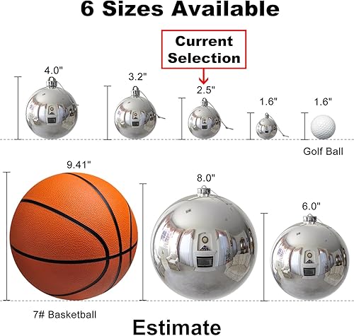 Miniatura 6 de Juego de 10 esferas de Navidad plateadas y rojas de 2.5 pulgadas, adornos para decoración de árbol de Navidad, inastillables, para cumpleaños