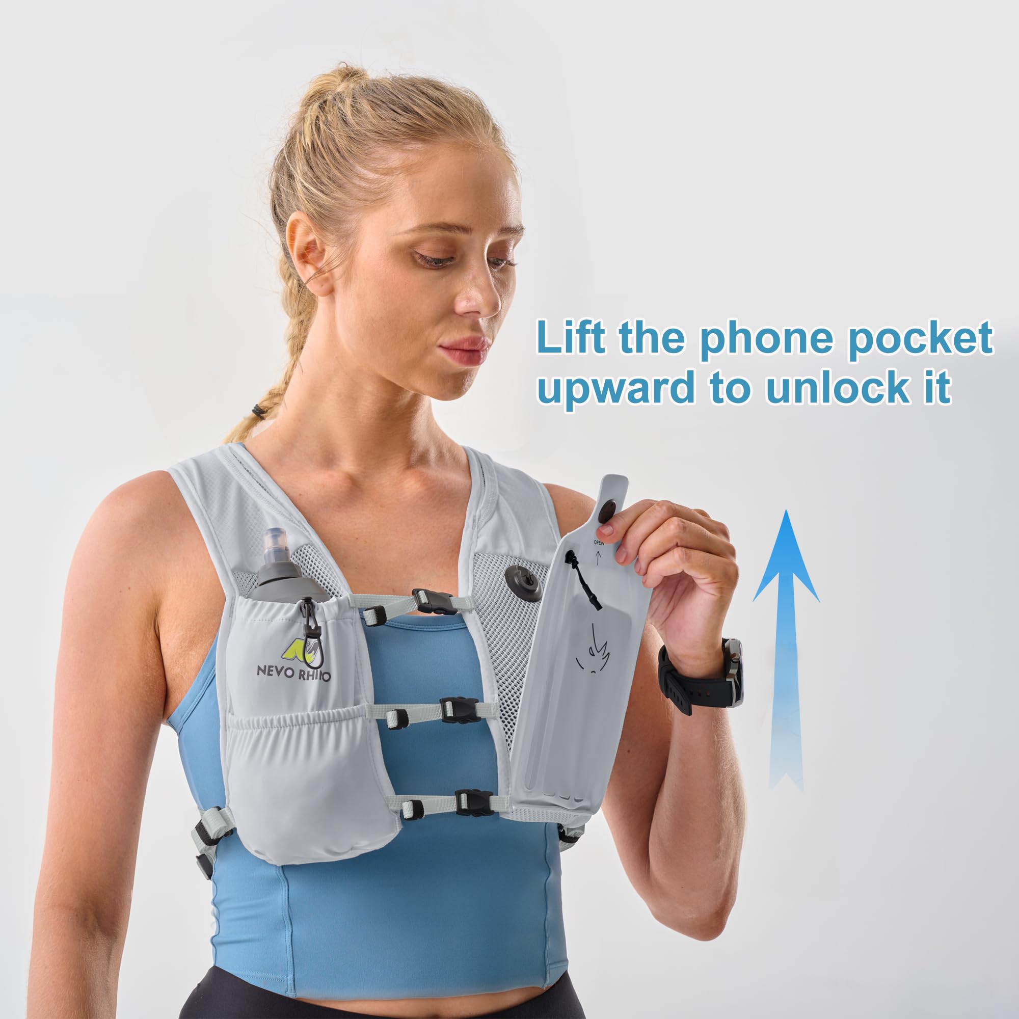 Gilet de course avec flasque souple en TPU de 350 ml, petit gilet d'eau de course à pied – Sangles de poitrine réglables, gilet d'hydratation léger pour trail, marathon, randonnée, cyclisme pour homme
