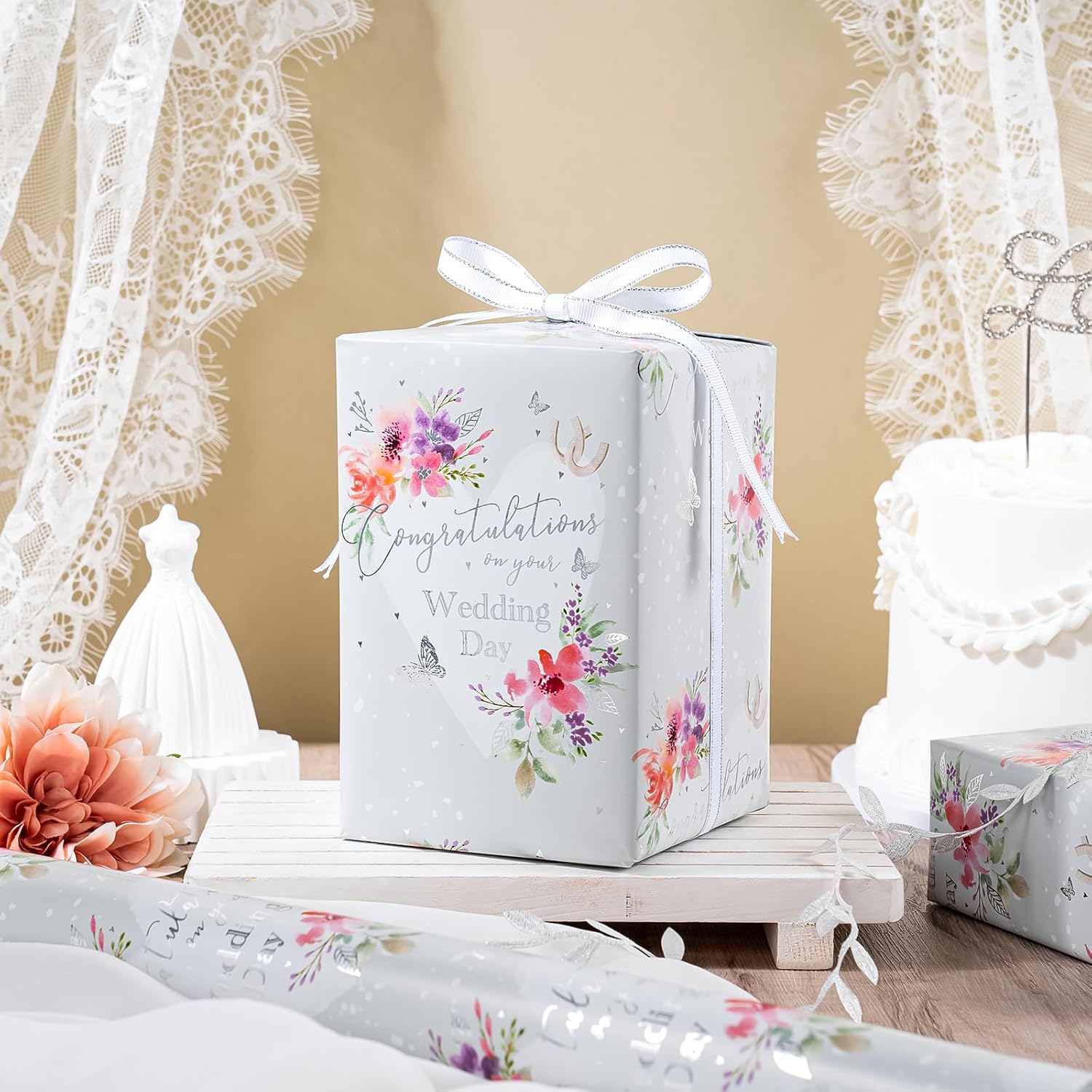Wedding Wrapping Paper Roll - Mini Roll - 17 Inch x 33 Feet -