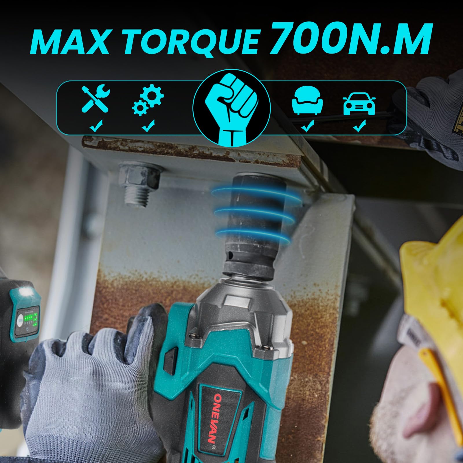 ONEVAN Accu-slagschroevendraaier 2.100 N.m met 8000mAh accu, borstelloze schroefboormachine Elektrisch Impact Wrench, 1/2 Accu-slagschroevendraaier voor bandenwissel voor auto ONEVAN Accu-slagschroevendraaier 2.100 N.m met 8000mAh accu, borstelloze schroefboormachine Elektrisch Impact Wrench, 1/2 Accu-slagschroevendraaier voor bandenwissel voor auto