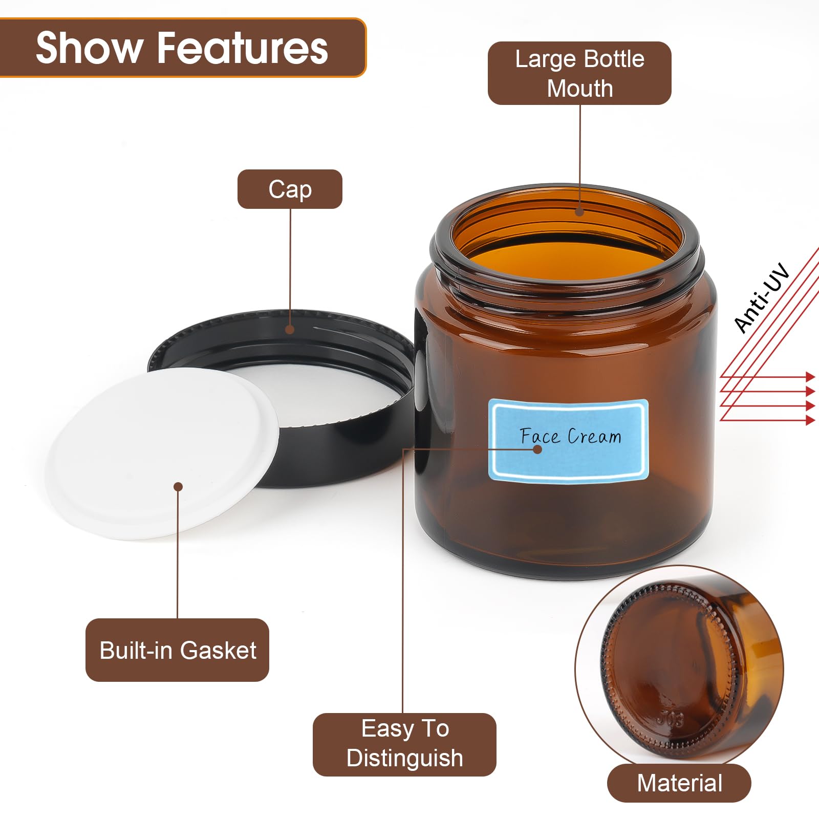 100ml Amber Glass Jars - Image 3