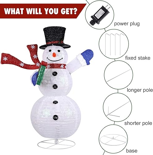 Miniatura 6 de Decoraciones navideñas de Papá Noel iluminadas, 2.5 pies, luces de Papá Noel plegables para interiores y exteriores, luces de Papá Noel