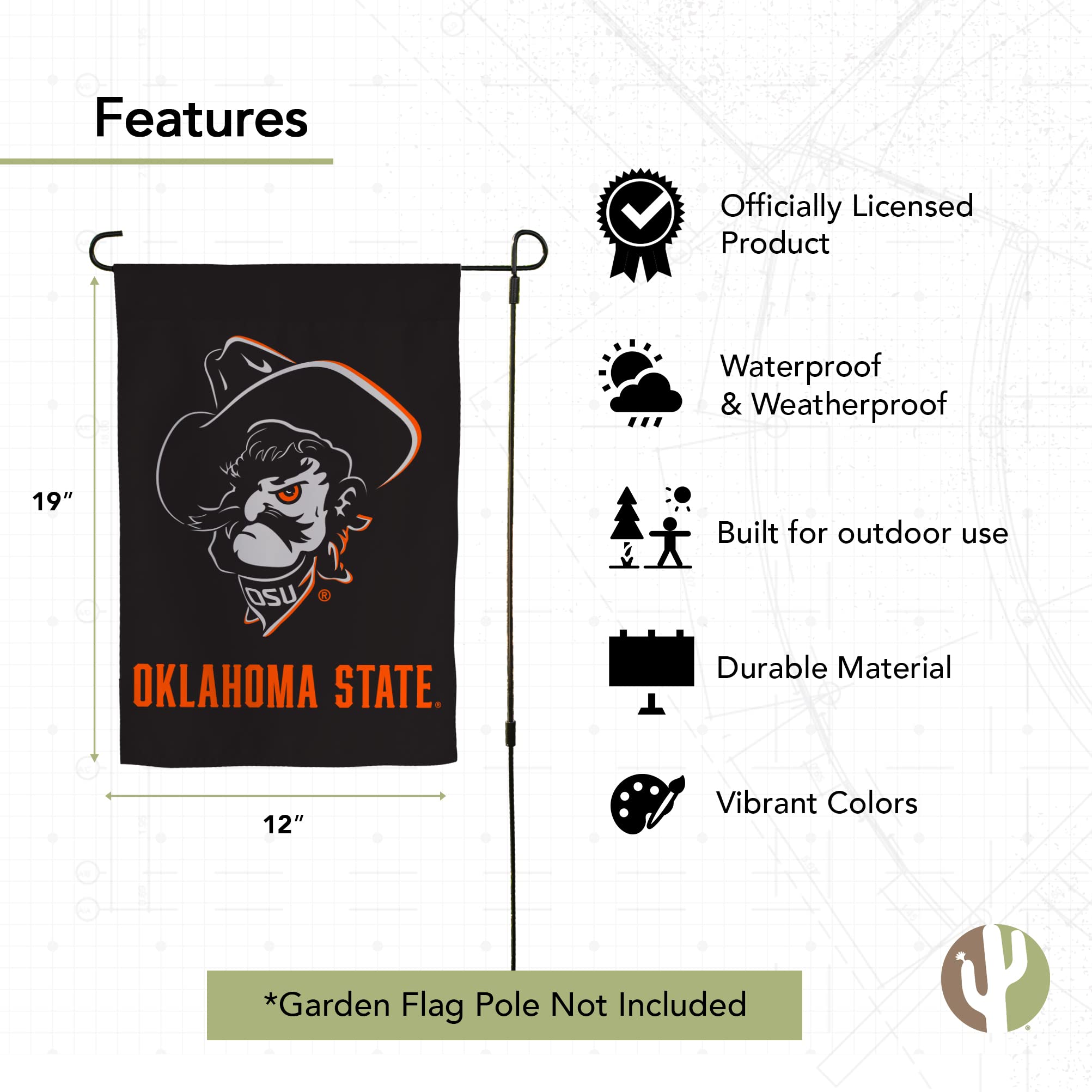 Oklahoma State University Gartenflagge – Doppelseitig, 100% Polyester, Design B, Offiziell Lizenziert