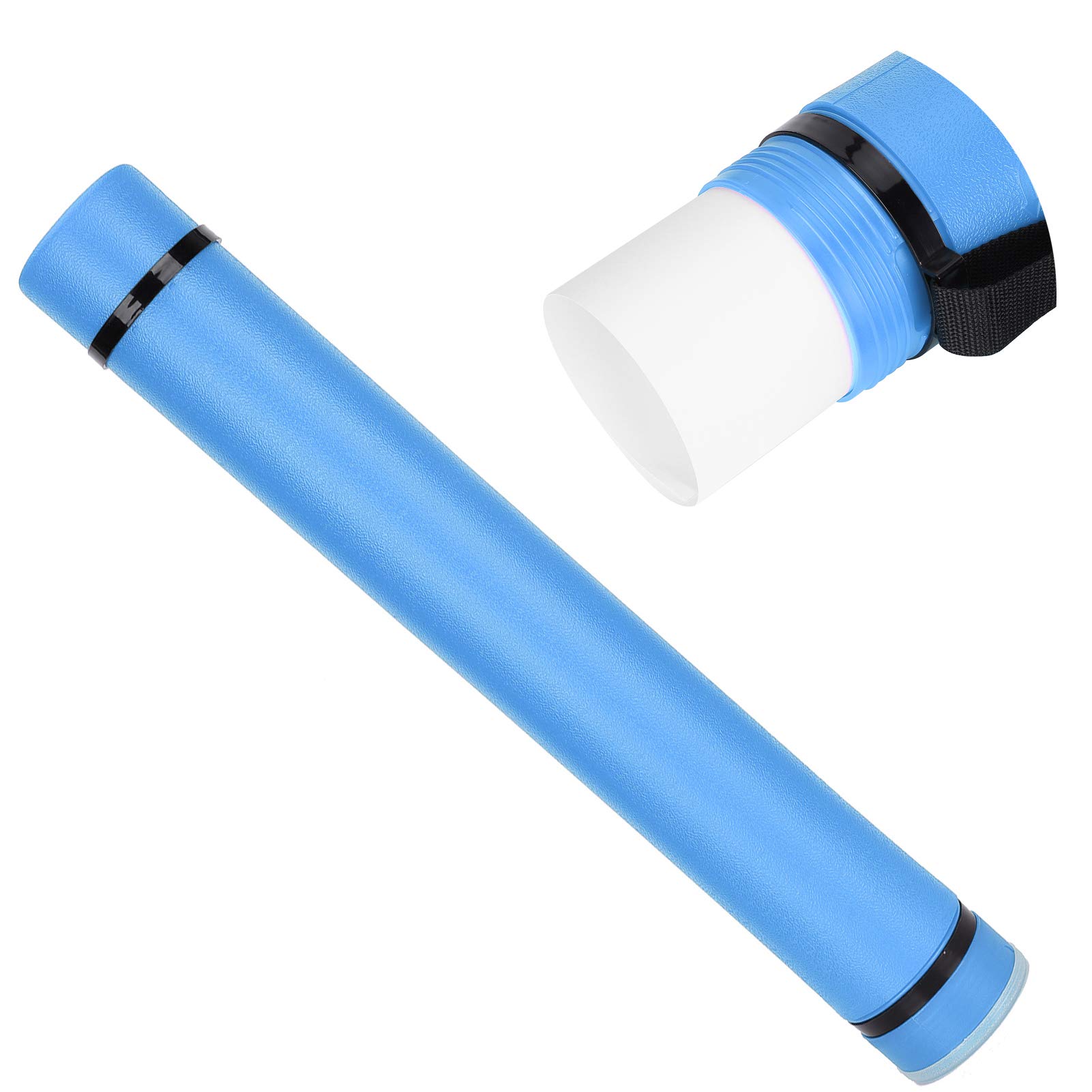 Tubo de almacenamiento de dibujo para redacción de carteles Transporte documentos, planos, dibujos y arte | Estuches de almacenamiento redondos, duraderos, portátiles, negros, con tapas (Blu)