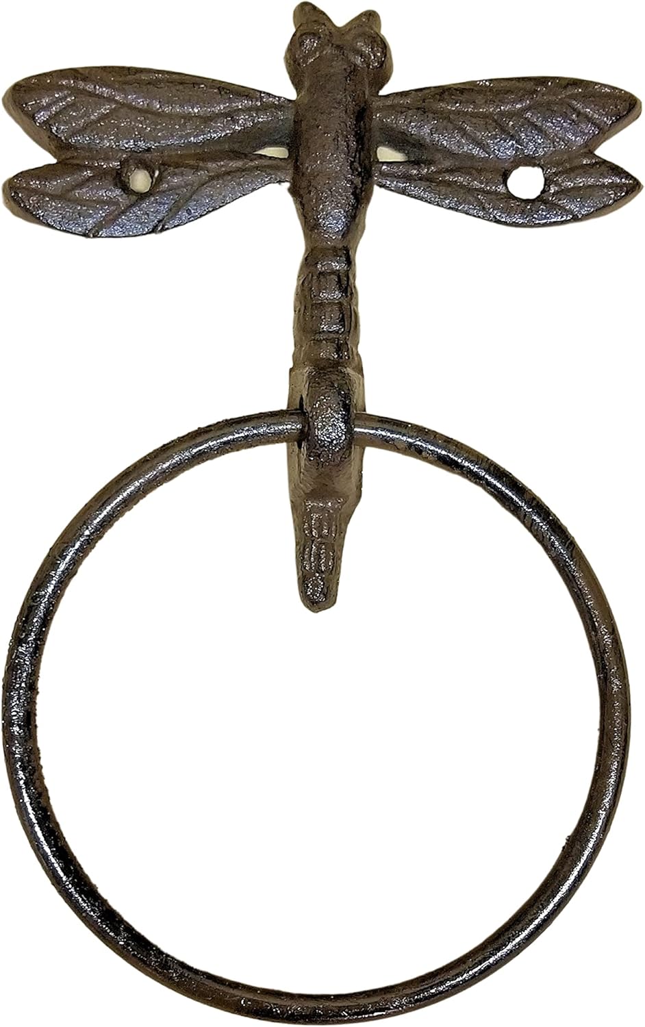 Rustic Brown Dragonfly Towel Ring 4 with mounting Hardware