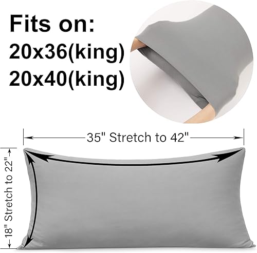 Miniatura 10 de Paquete de 2 fundas elásticas para almohada de tejido de punto con cierre de sobre, mezcla de poliéster ultra suave, adecuadas para tamaño Queen o