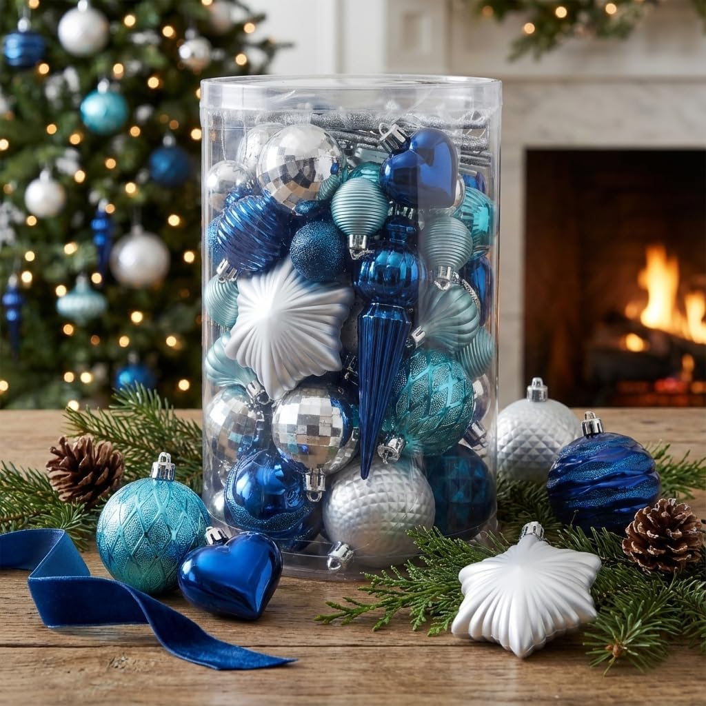 Valery Madelyn 60ct Christmas Tree Decorations Ball Ornament Set, Bronze Copper Brown Gold Shatterproof Hanging Ornaments Bulk for Fall Thanksgiving Autumn Harvest Xmas Holiday Party Decor