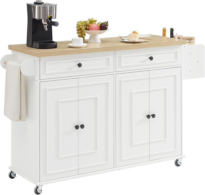 ONBRILL 58" Mobile Kitchen Island, Kitchen Island Cart with