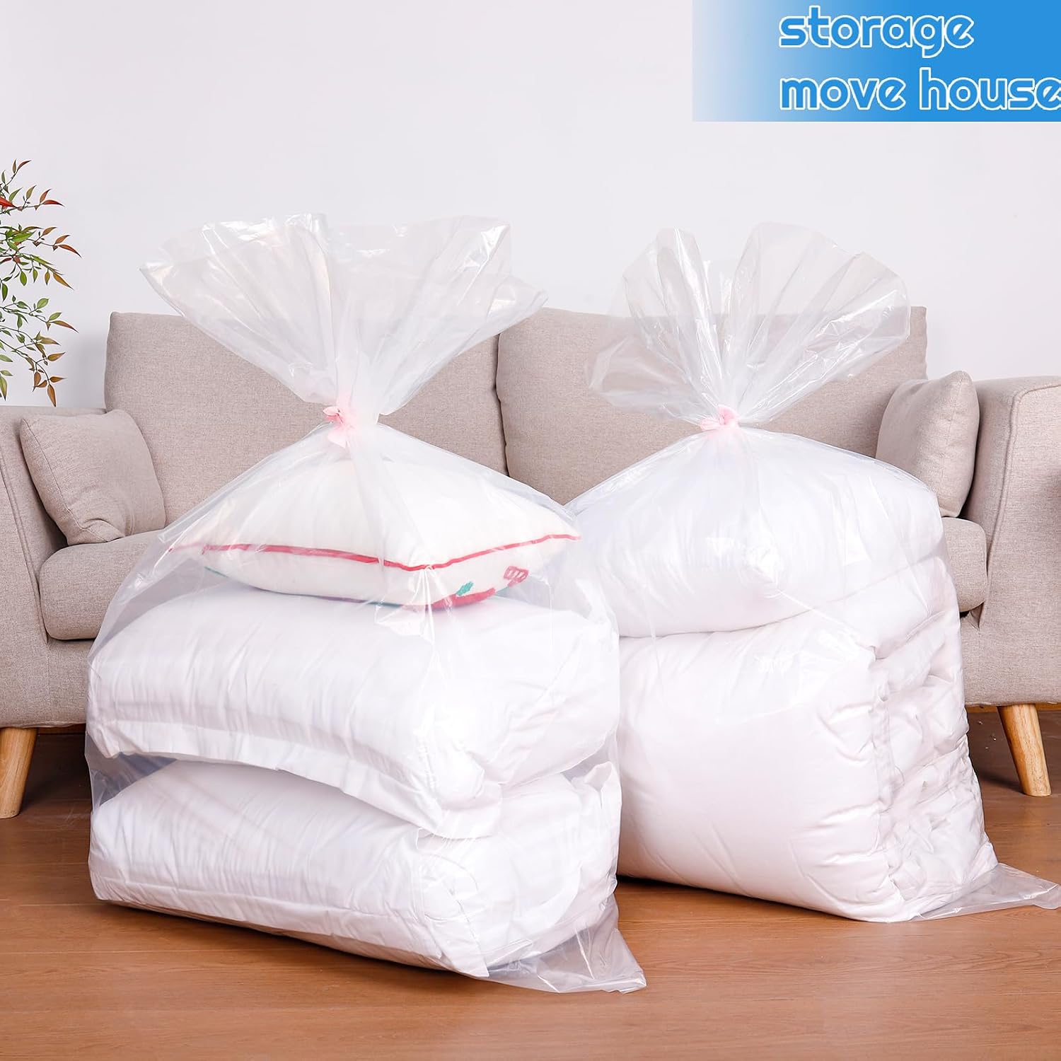 Extra Large Clear Plastic Storage Bags, 6 pcs 100 * 152CM Flat Large Plastic Bags for Luggage, Suitcase, Furniture, Quilts, Plush Toys, Office Chairs - Image 5