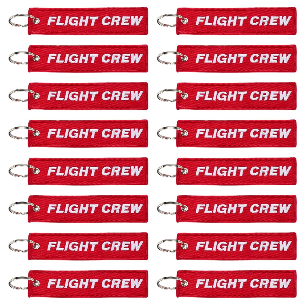 MAYJOYDIY 24 Stück FLIGHT CREW Schlüsselanhänger Flugzeug Luftfahrt Schlüsselanhänger Bestickte Flugzeug Gepäckanhänger Rot Modische Schlüsselring Für Luftfahrtbegeisterte Piloten Kabinenpersonal