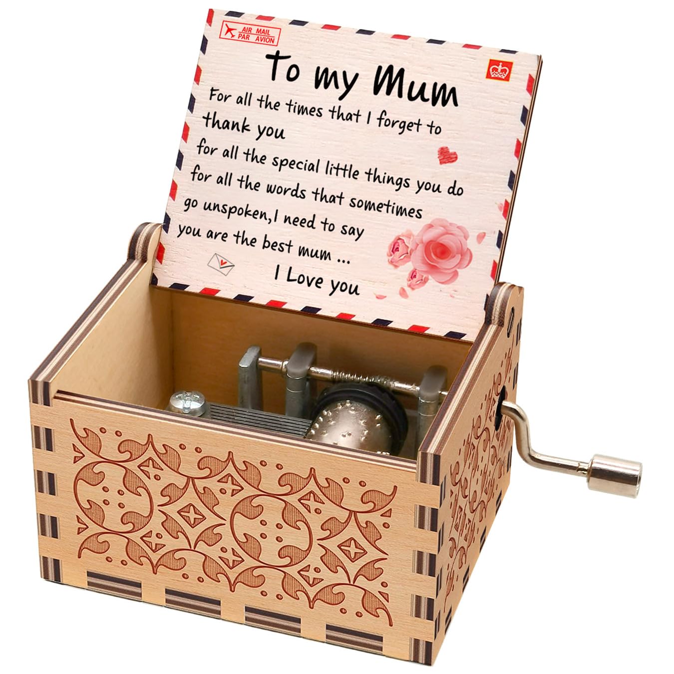 Micteney You are My Sunshine Music box for Mum, Mum Music Box Play The Tune You are My Sunshine Unique Gifts for Mom Vintage Engraving Wooden Music Box