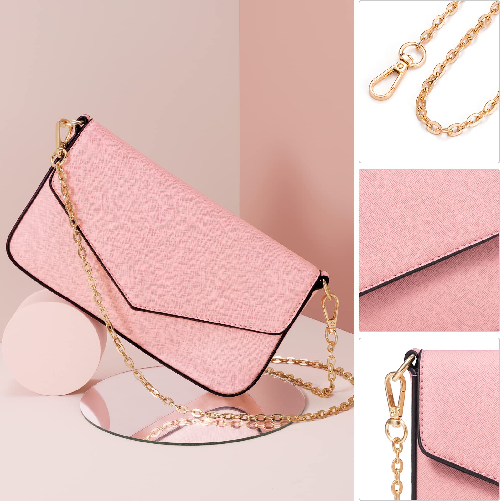 4PCS Women Fashion Handbags Purses Wallet Shoulder Bags Casual Tote Bag Crossbody Bags, Handbag Set Gift for Ladies Girls: Pink/White-b