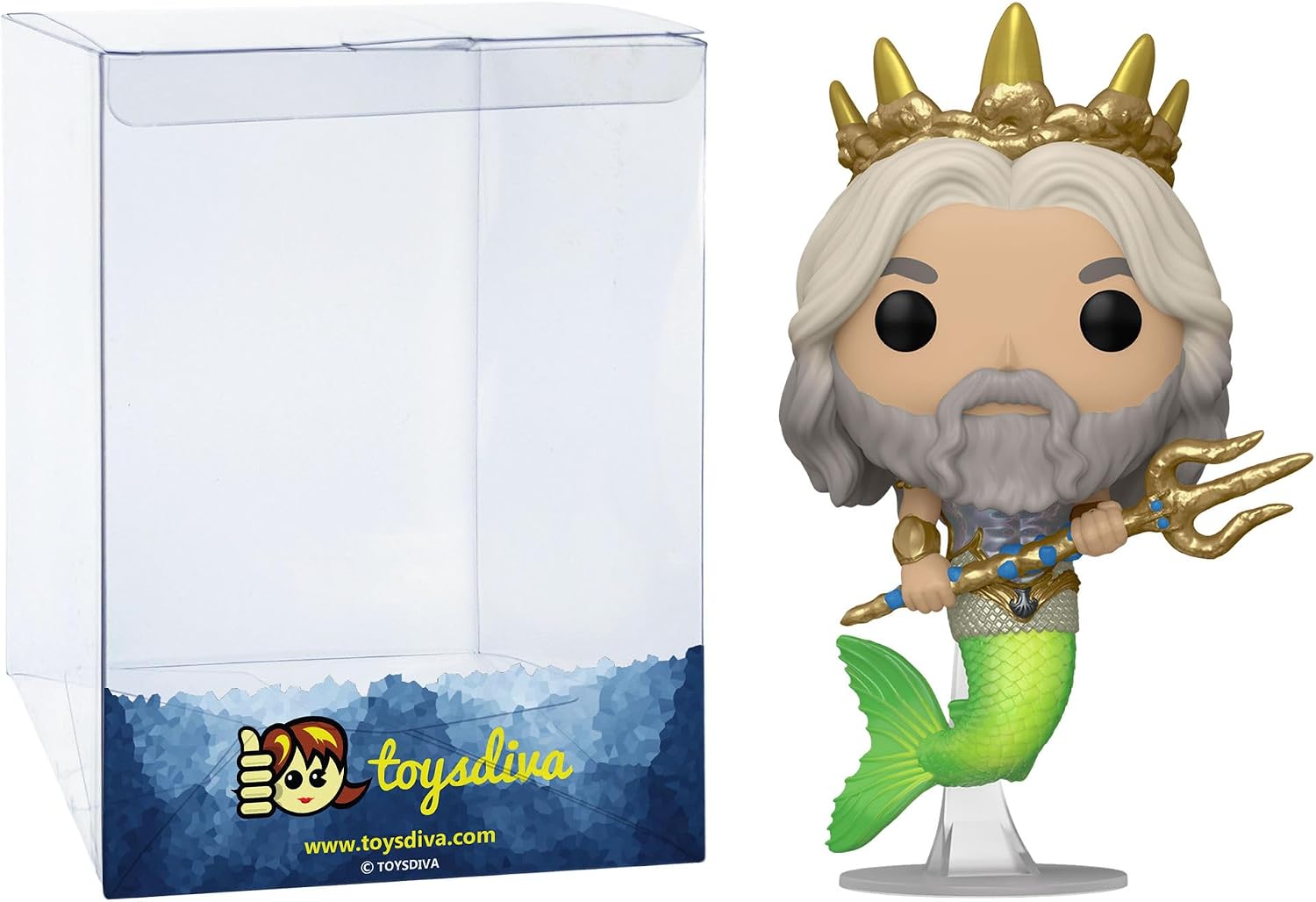 Funko King Triton: P o p ! Vinyl Figurine Bundle with 1 Compatible 'ToysDiva' Graphic Protector (1365-70735 - B)