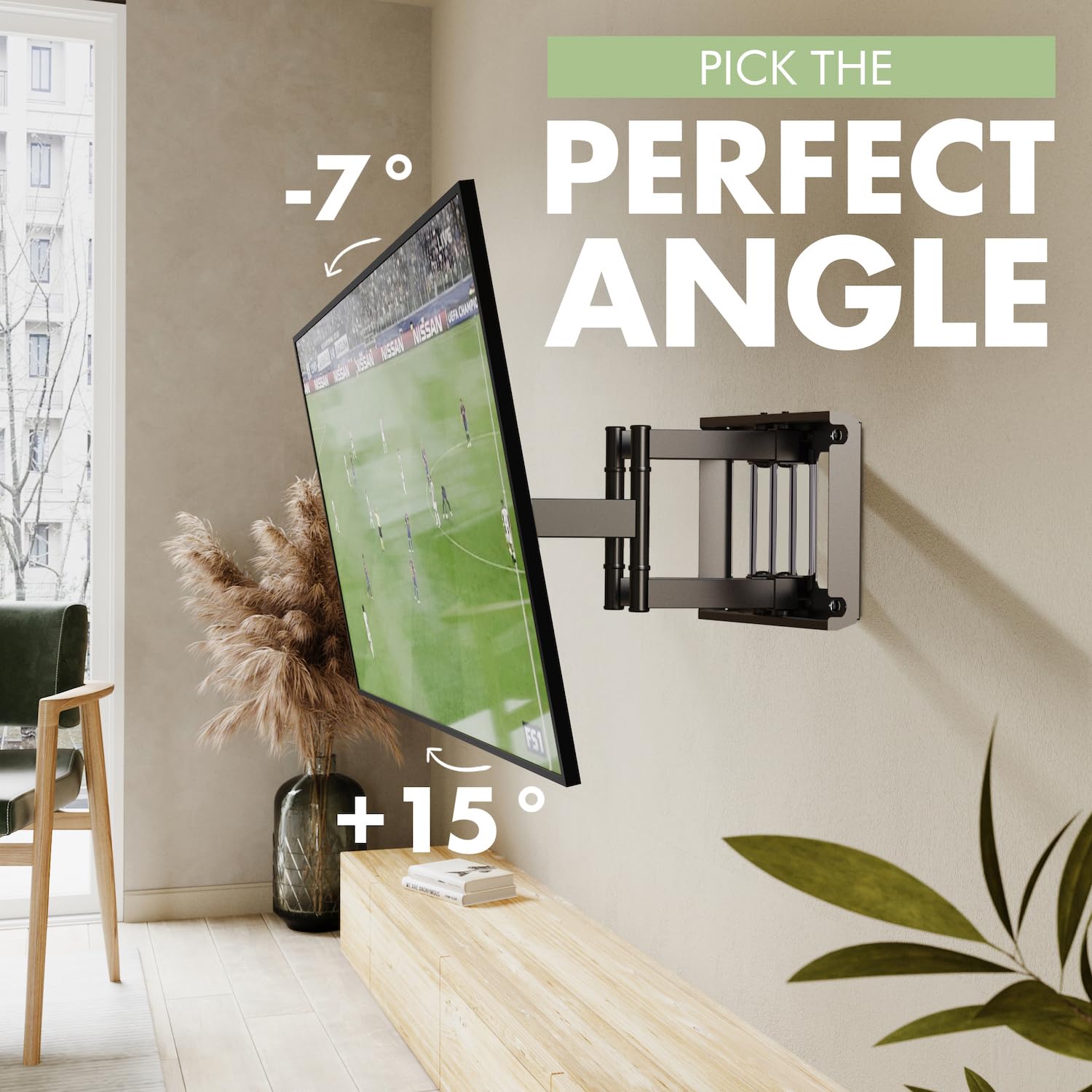 Support Mural TV, Inclinable et Orientable Support TV pour écrans 32-85 Pouces jusqu'à 60Kg -VESA 600 x 400 mm