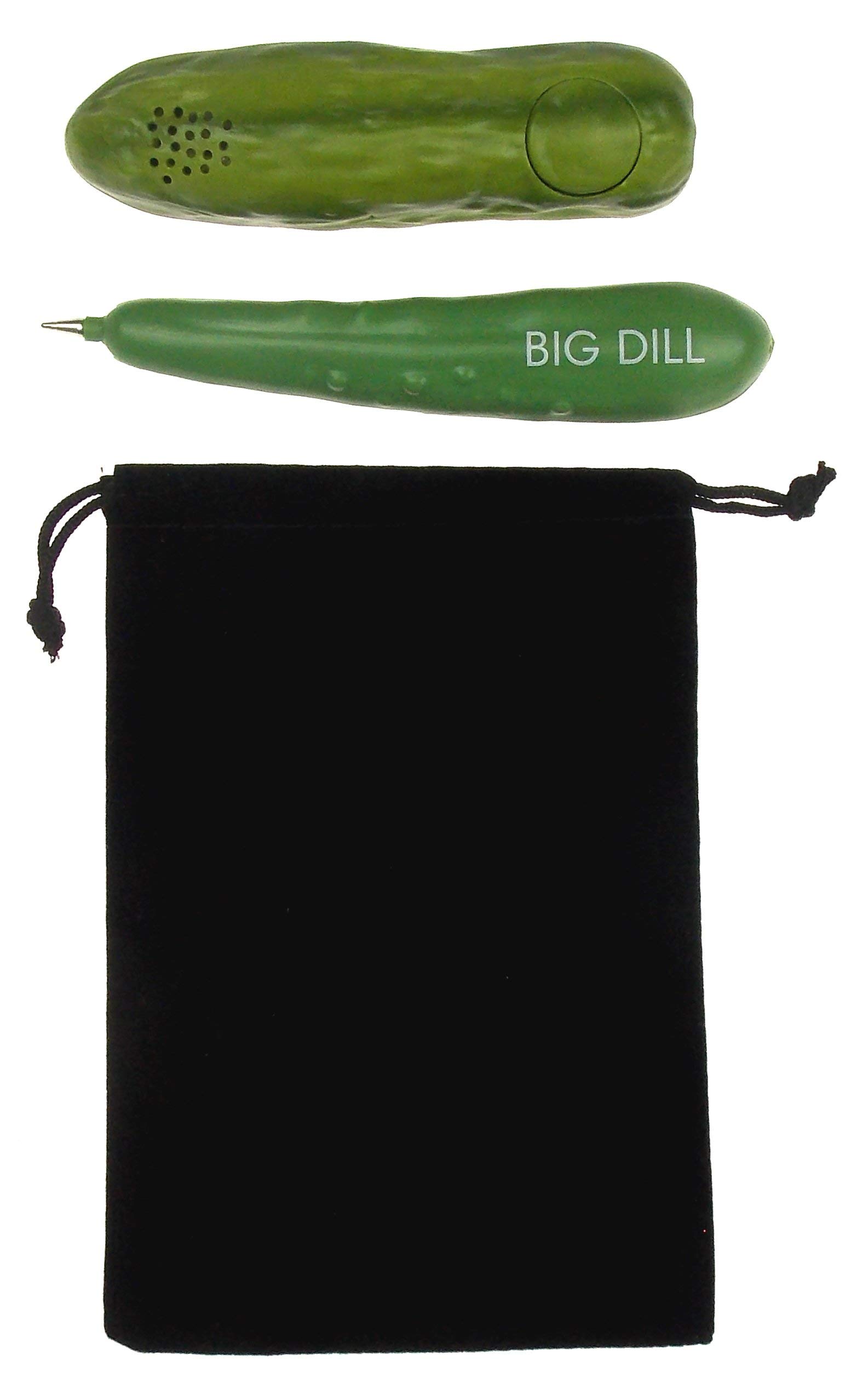 Yodeling Pickle Bundled with a Pickle Pen & Hickoryville Velour Drawstring Bag