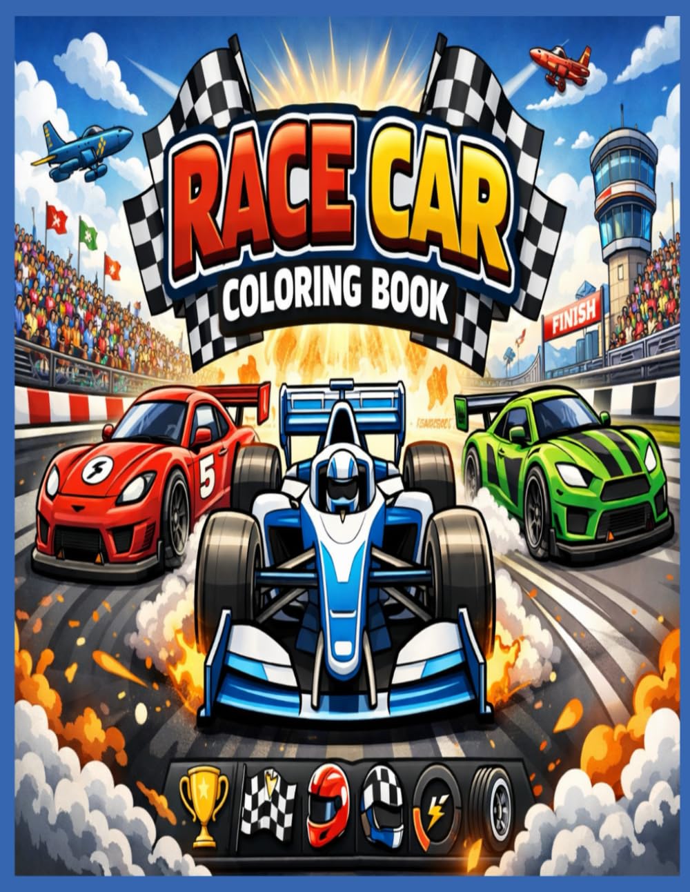 Race Car Coloring Book: Exciting Racing Cars and Fast Tracks for Kids Ages 4-8