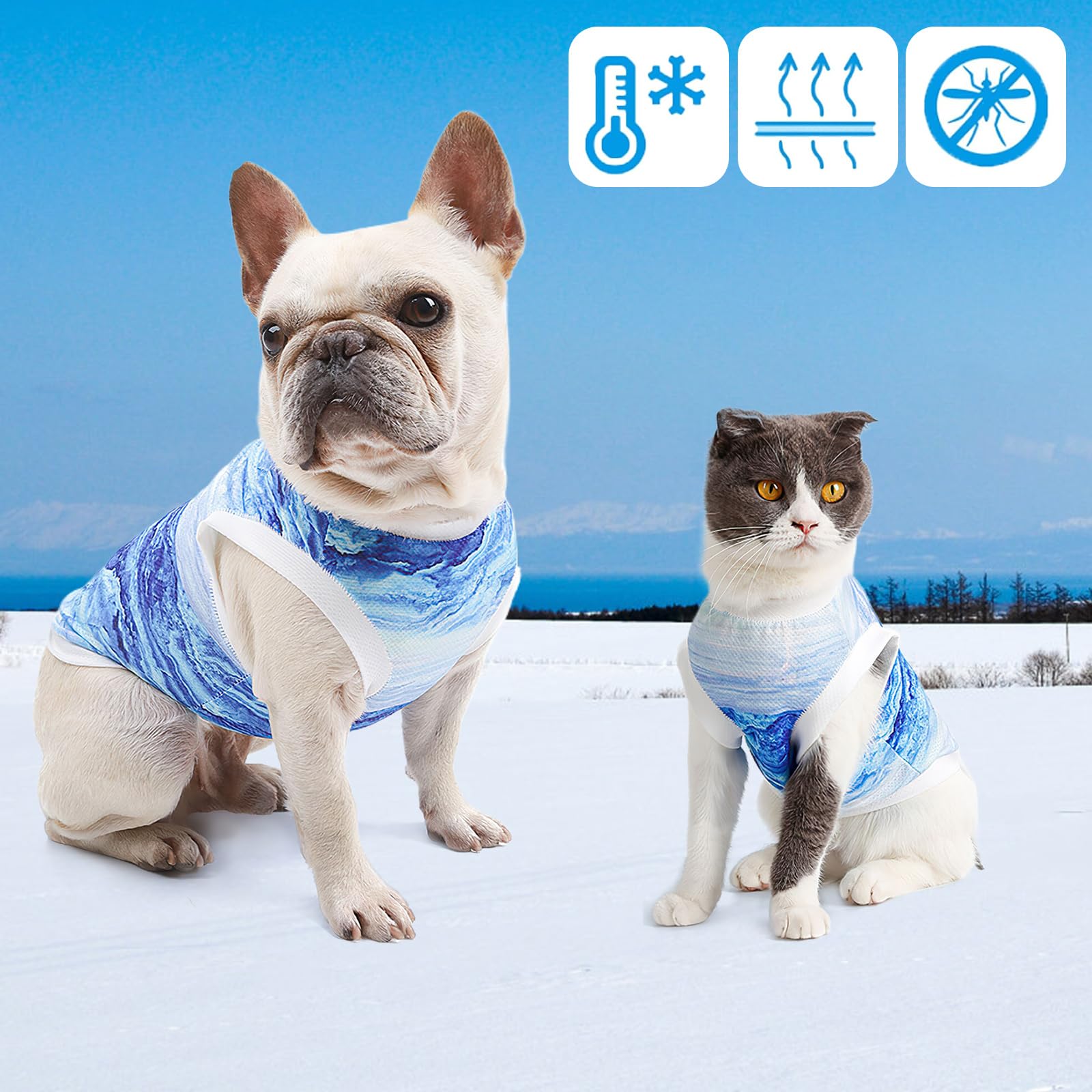 Gilet Rinfrescante per Cani, Giacca di Raffreddamento per Cani, Tessuto a Raffreddamento Istantaneo e Microfibra, Blu, XL