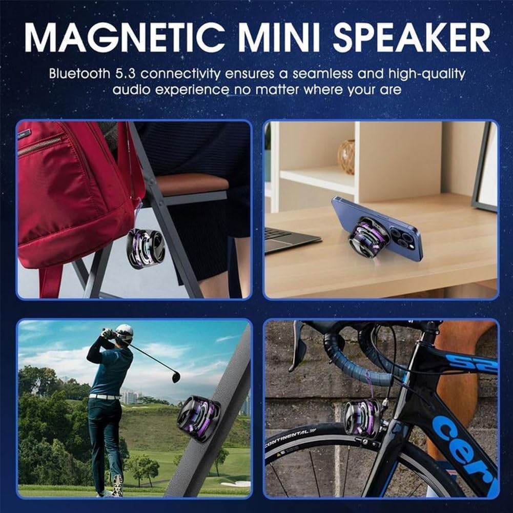 Portable Wireless Speaker, Magnetic Bluetooth Speaker with RGB Lights Small Speakers for Outdoor, Shower, Travel, Gaming, and Bike, Phone Stand Compatible with All Devices, Gift for Teens and Adults