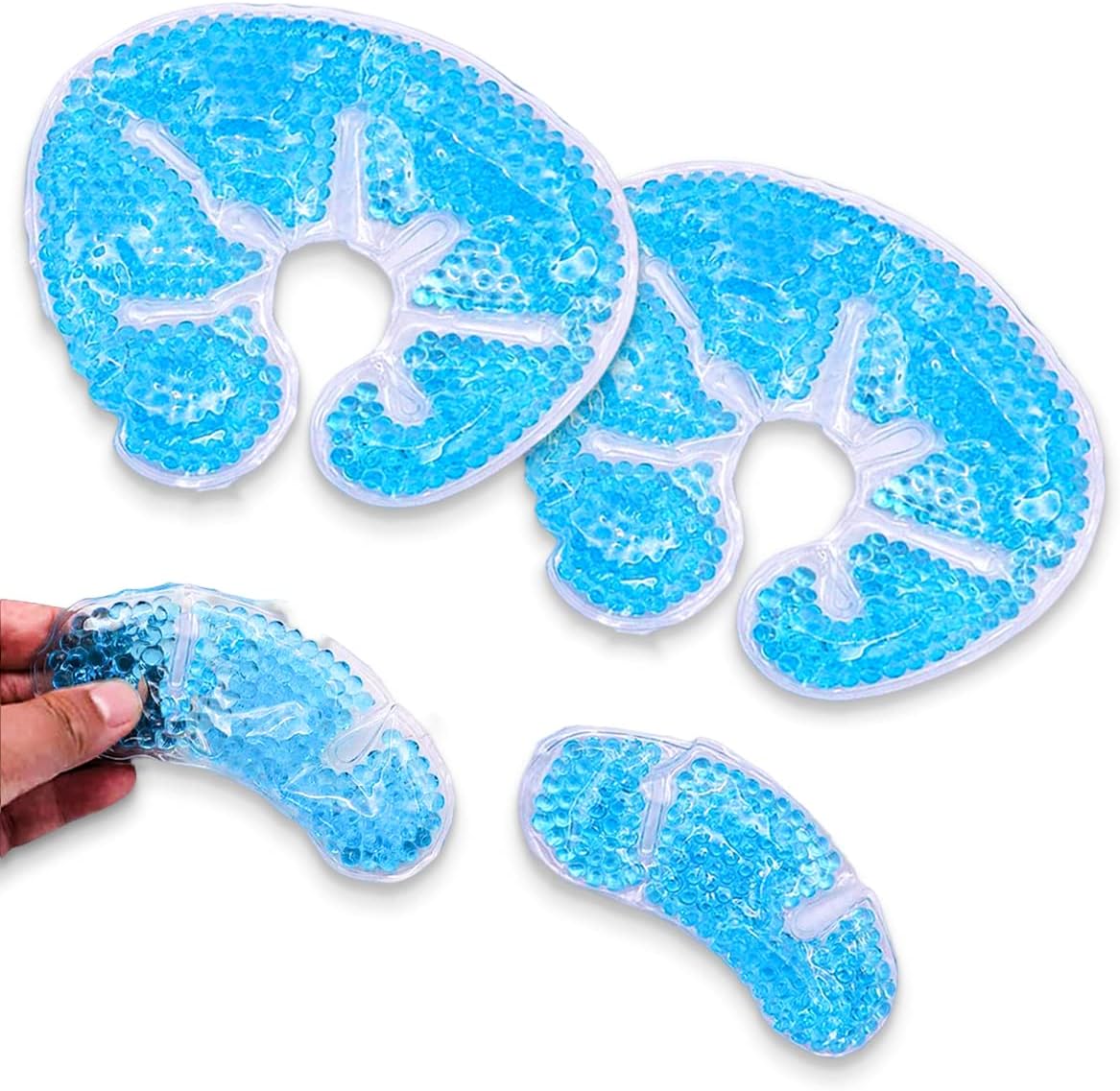 Breast Therapy Pads Breast Ice Pack, Hot Cold Breastfeeding Gel Pads, Boost Milk Let-Down with Gel Bead (Blue)