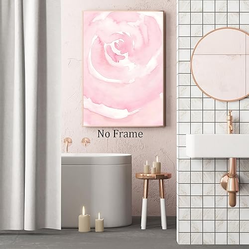 Miniatura 5 de ANTIANLIDO Arte de pared de flores rubor, impresiones abstractas de acuarela, rosa rosa, rosa claro, póster floral de rubor, pintura floral, Rosa