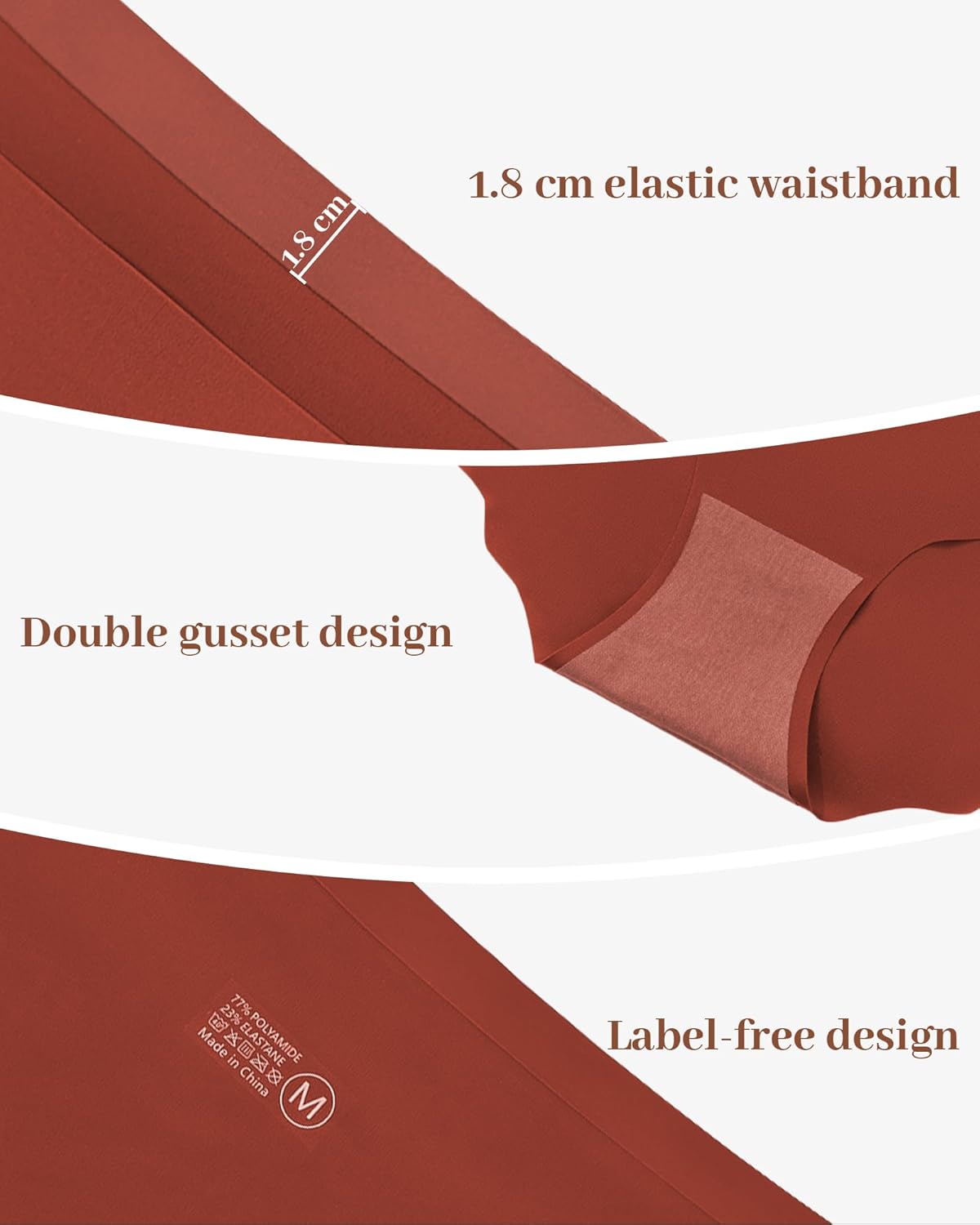 Womens Underwear Seamless No Show Soft Panties Full Coverage Wave Edge Hipster Panties Cheeky Briefs 6 Pack - Image 6